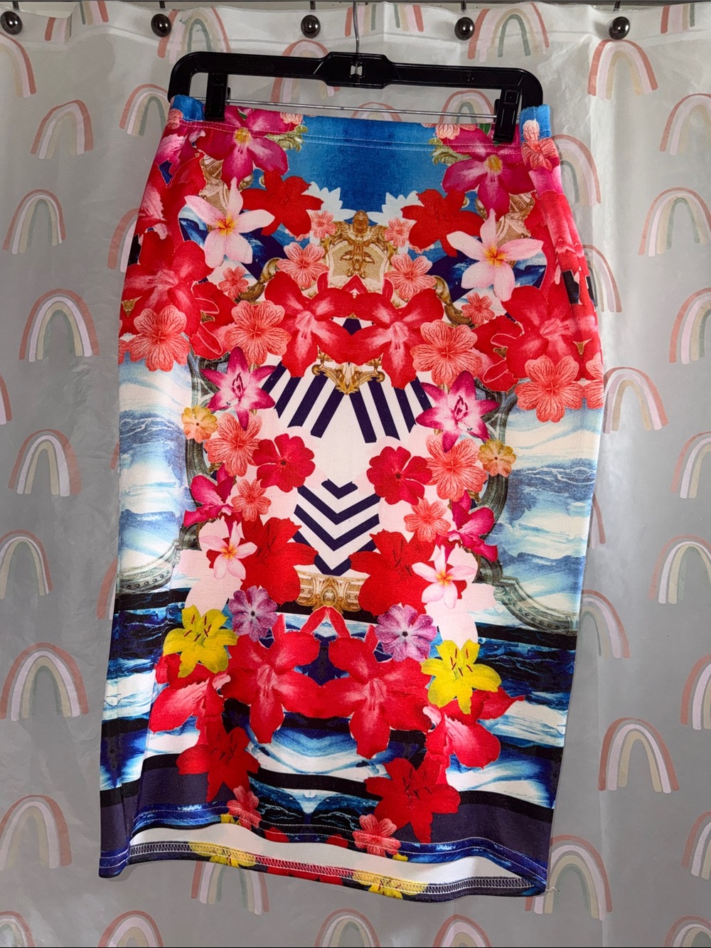 Boohoo Multicolor Floral Pencil Skirt